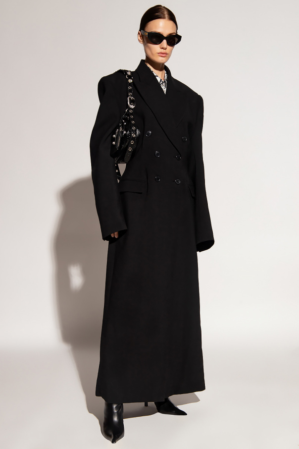 Long Wide Collar Wrap Bleeker Beige Coat | SENTALER